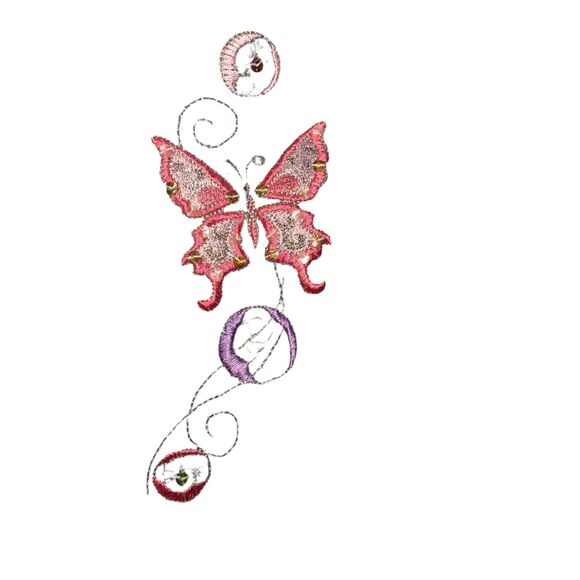 Teen Girls Denim Jacket w/ Butterfly Embroidery – Size L, Pre-Owned - Picture 5 of 14